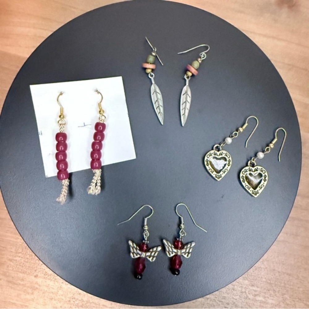 Vintage bundle of four pairs hook earrings.